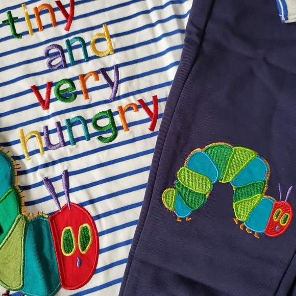Eric Carle The Very Hungry Caterpillar Embroidered T-Shirt and Pants Set NWT - Picture 3 of 16